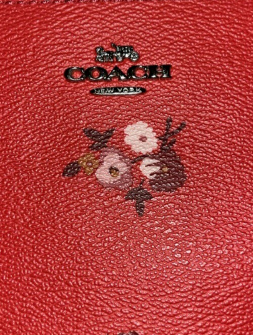 Coach Large Red Floral Zip Wristlet Like New - Picture 2 of 5